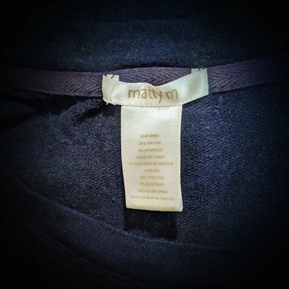 Matty M Midnight Blue Long Sleeve Cozy Top Size XXL - Picture 6 of 6